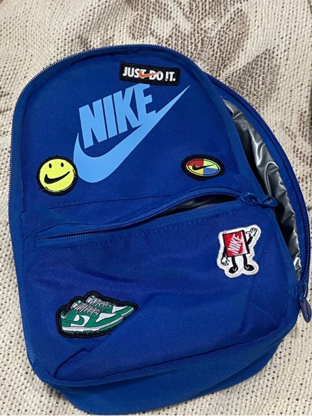 Nike Blue Sticker Patch Mini Backpack Lunchbox